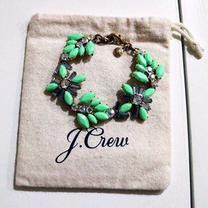 J. Crew EUC Statement Bracelet Green and Gold